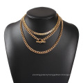 Hip Hop Gold Plated Thick Chain Metal Ball Stainless Steel Long Chain Clavicle Necklace Pendant For Men Women